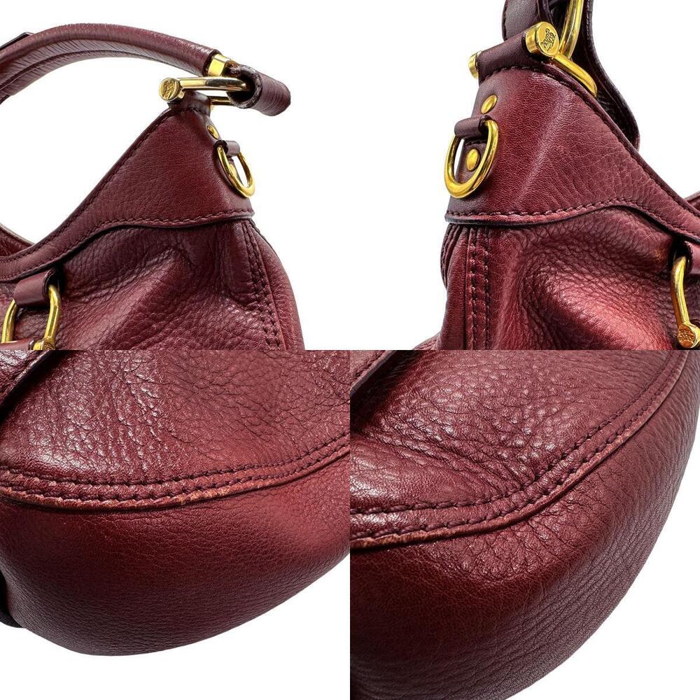 Burberry Burgundy Red Gold Leather Shoulder Bag - Picture 3 of 4